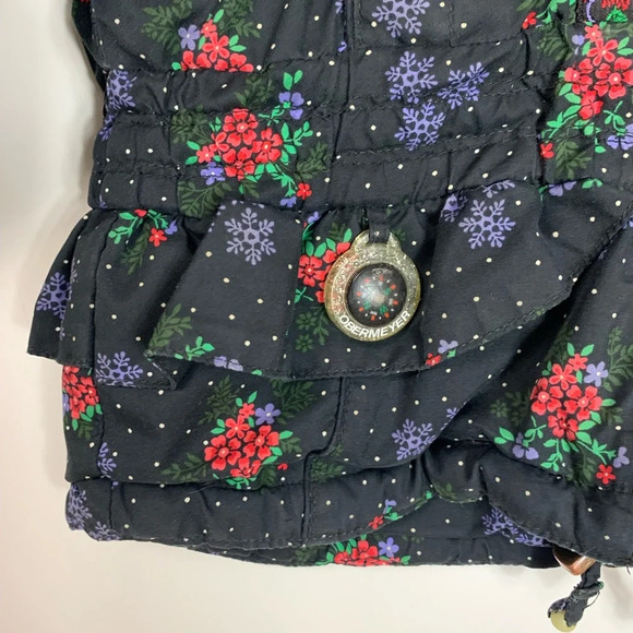 Obermeyer Kids Jacket Ski Coat I-Grow Size 4 Black/Red Floral Snowflakes Hooded - Picture 6 of 15